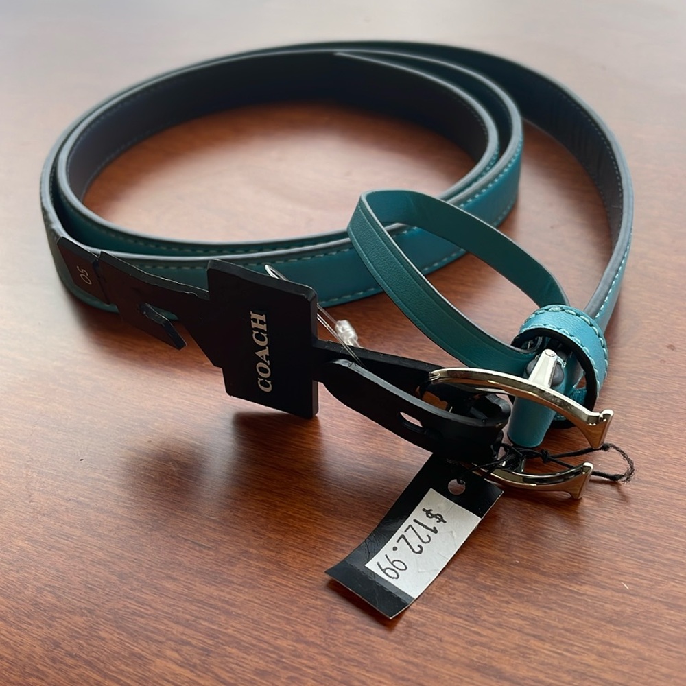 Coach leather skinny belt Size Large
